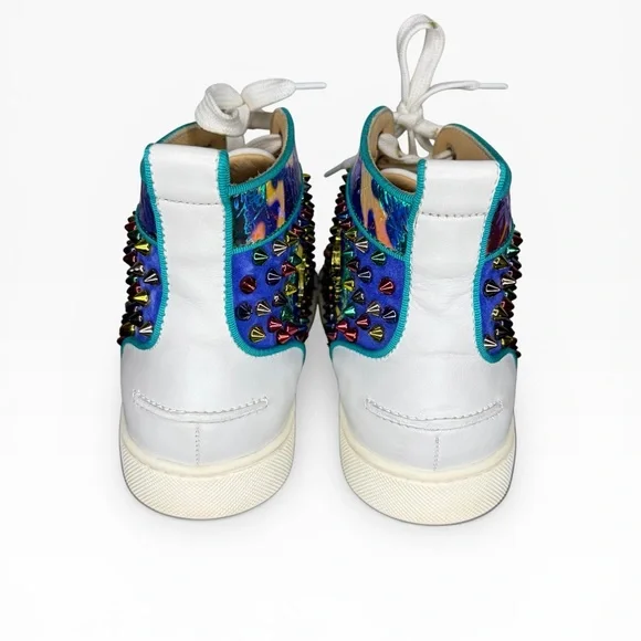 Christian Louboutin Multicolor Studded Women’s High-Top Sneakers Size 38 - Picture 4 of 11